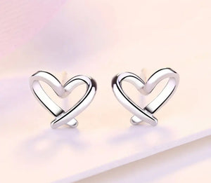 Heart Stud Earrings - Silver