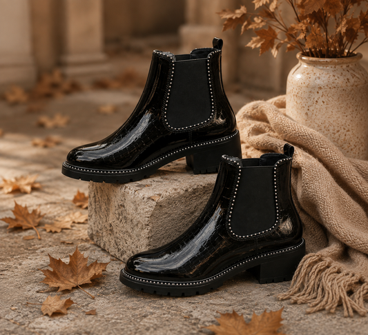 Laurel Patent Boots - Black