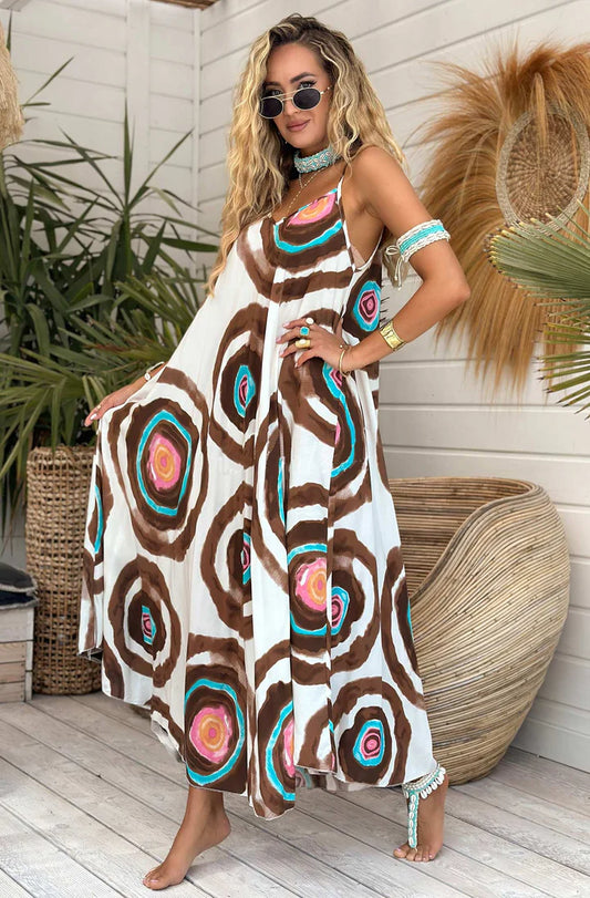 Boho Swirl Dress - Brown