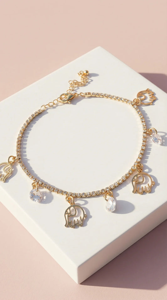 Elephant Chain Anklet - Gold