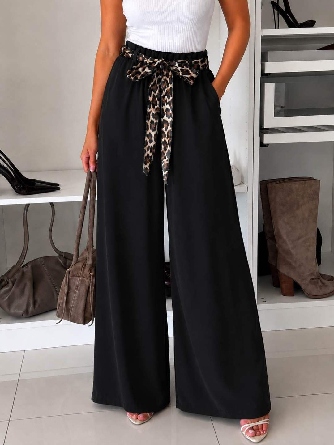 Wide Leg Belted Trousers - 2 colours