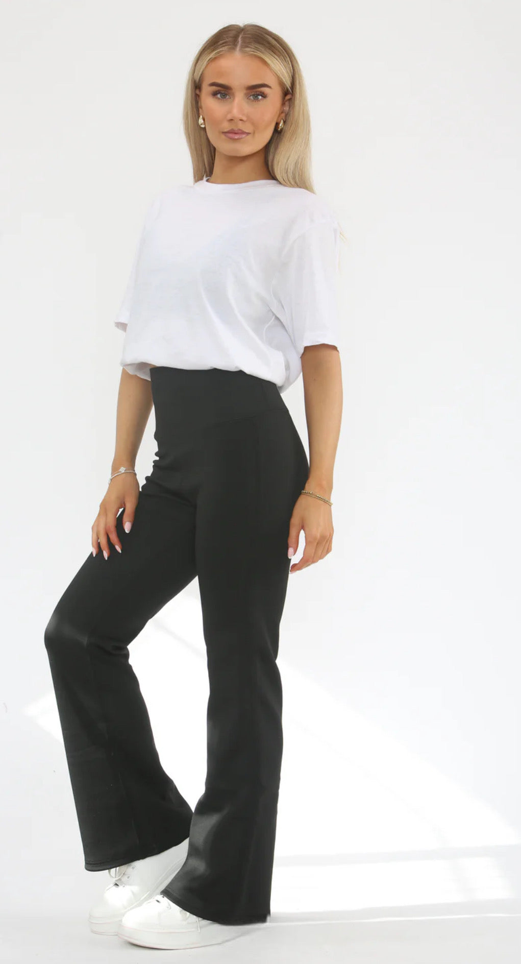 Flare Fleece Lined Trousers - Black