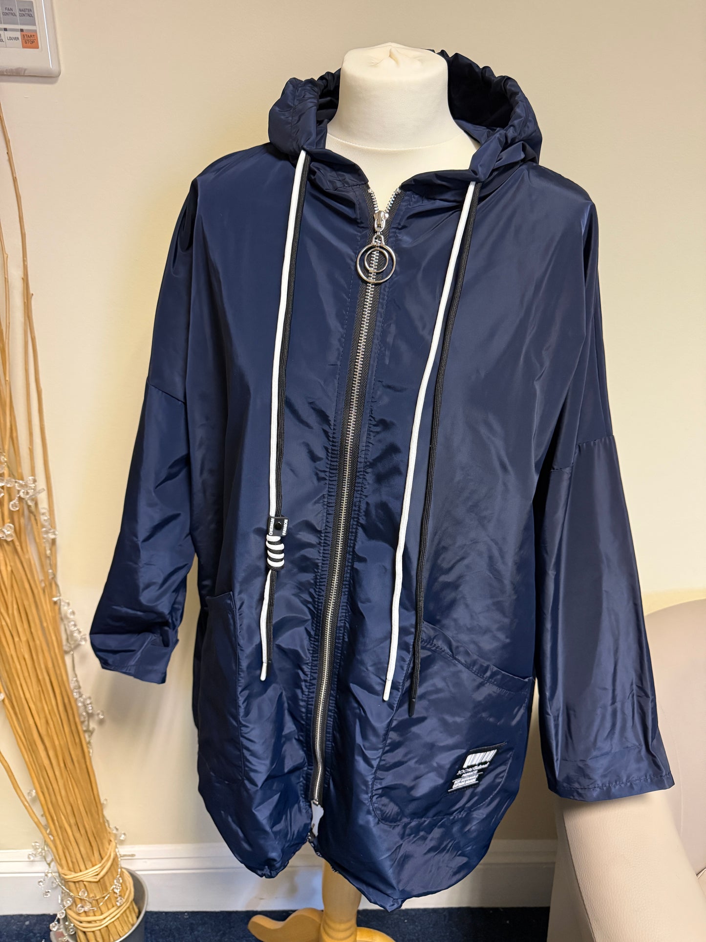 Oversized Windbreaker Jacket - Navy