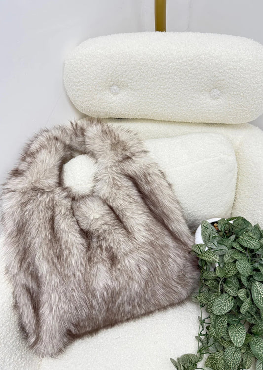 Faux Fur Bag - Beige