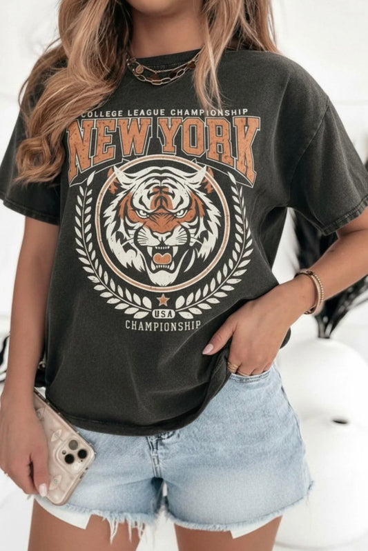 Slogan Tiger Tee - Charcoal