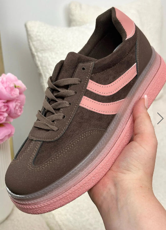 Luna Stripe Trainers - Brown