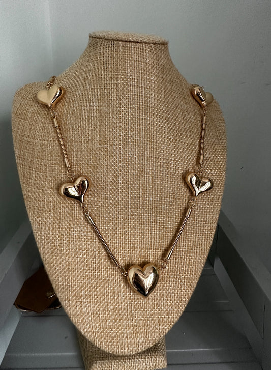 Long Heart Necklace - Gold