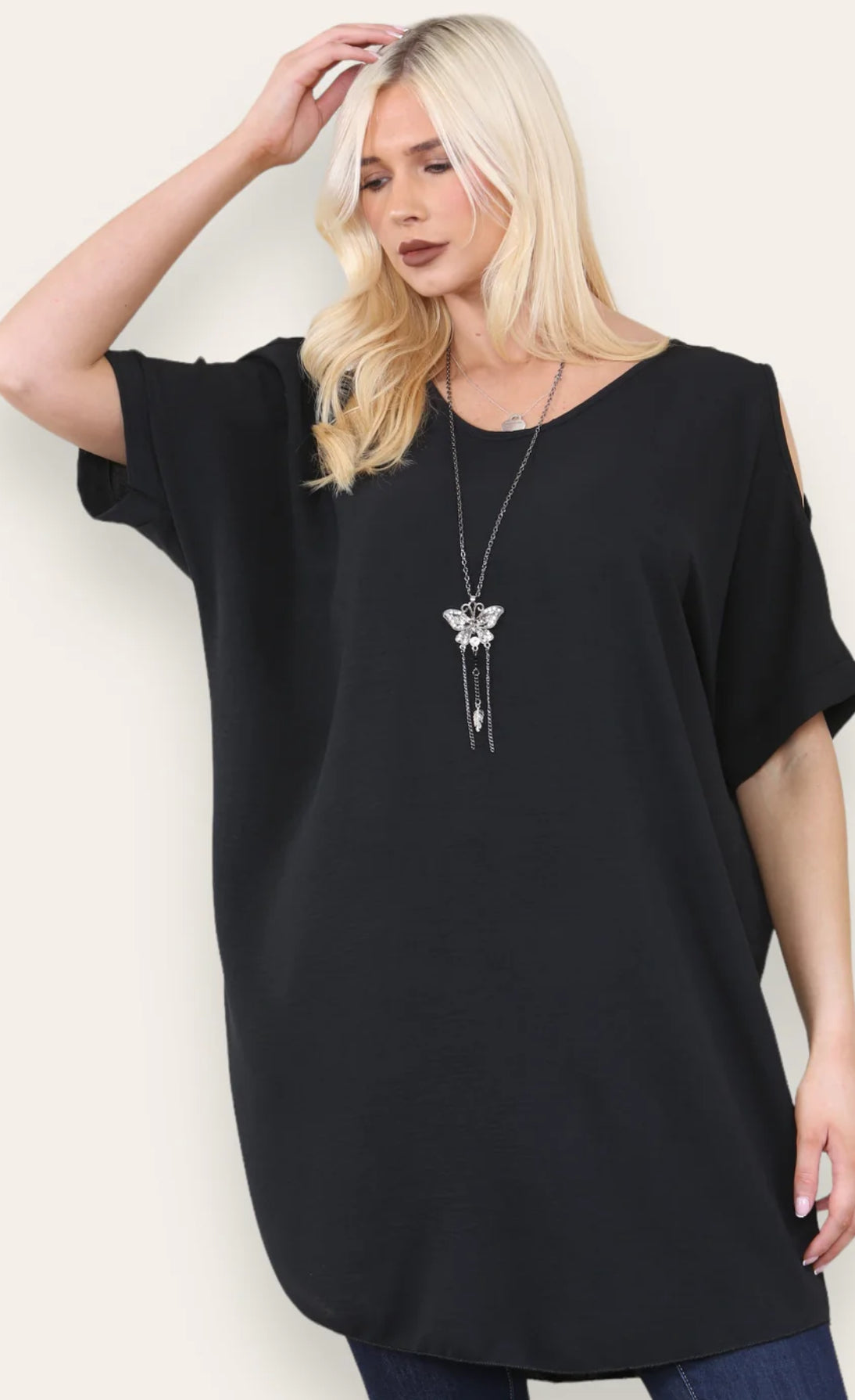 Cold Shoulder Necklace Tees - 3 colours