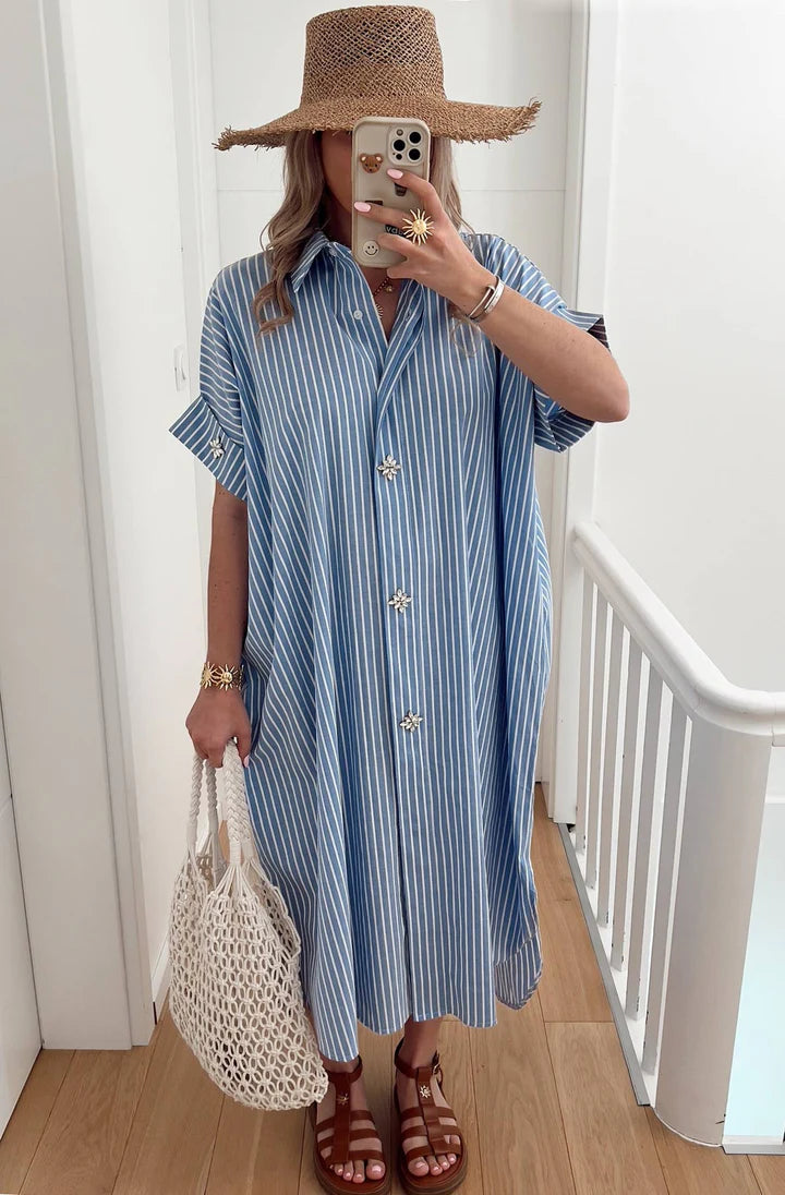 Oversized Stripe Dress - Blue
