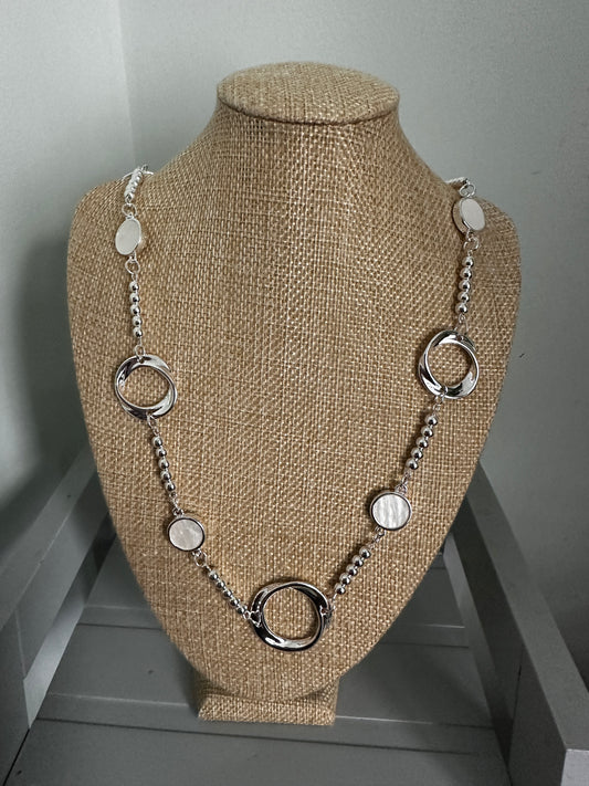 Long Circle Necklace - Silver