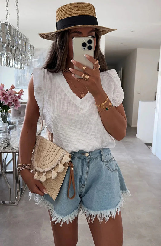 Frill Sleeve Blouse - Ivory