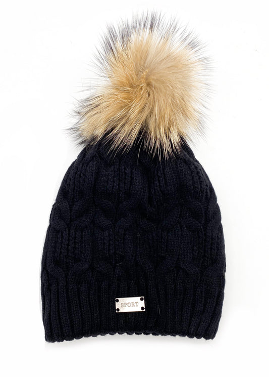 Cable Knit Hats - Black