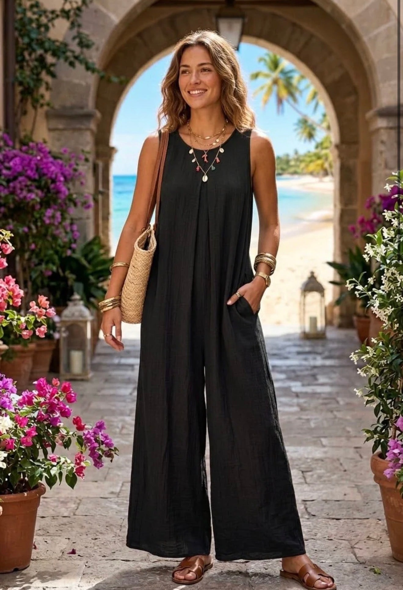 Sleeveless Wide Leg Jumpsuits - 3 colours