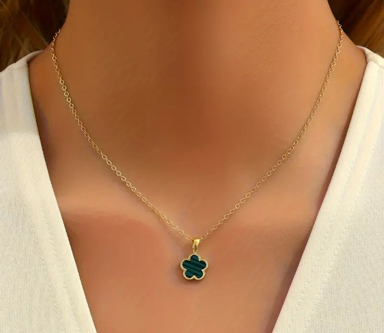 Clover Necklace - Gold/Green