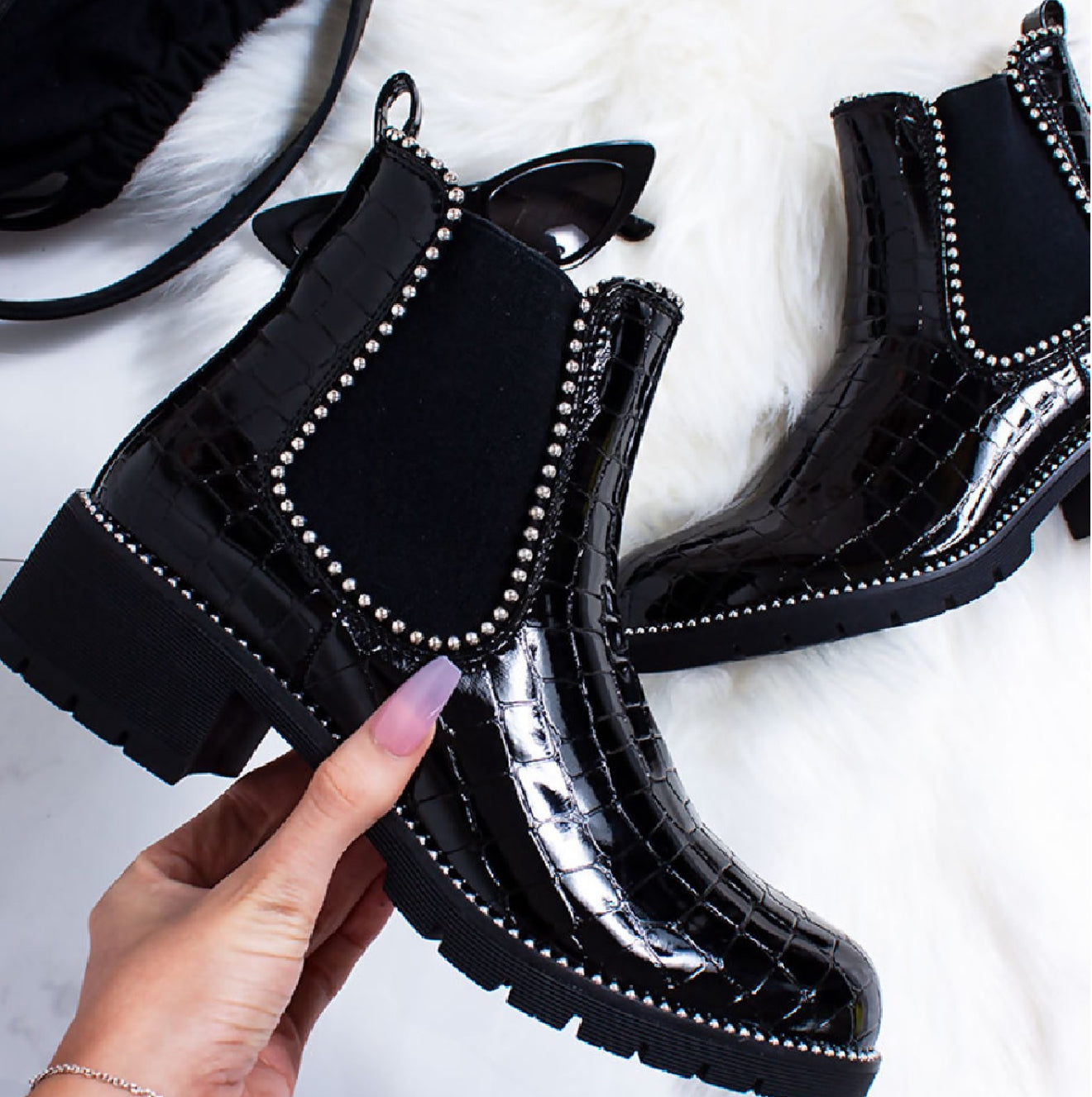 Laurel Patent Boots - Black