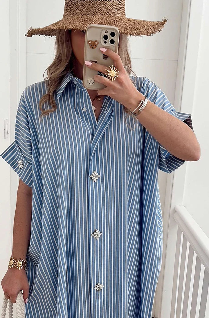 Oversized Stripe Dress - Blue