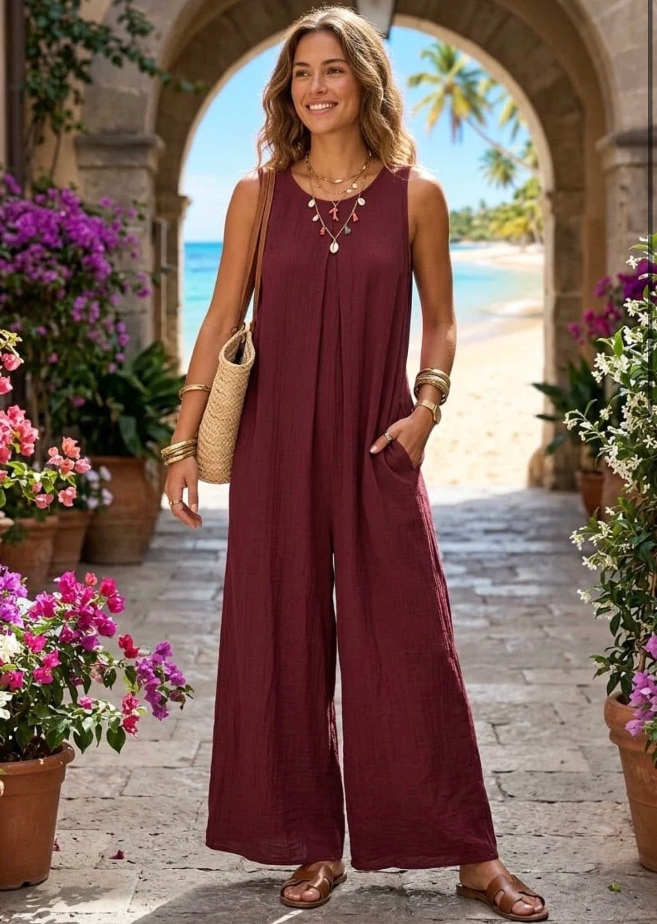 Sleeveless Wide Leg Jumpsuits - 3 colours
