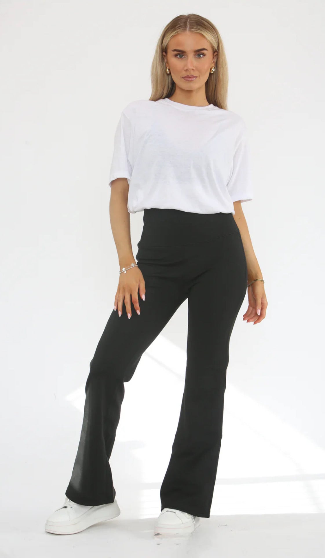 Flare Fleece Lined Trousers - Black