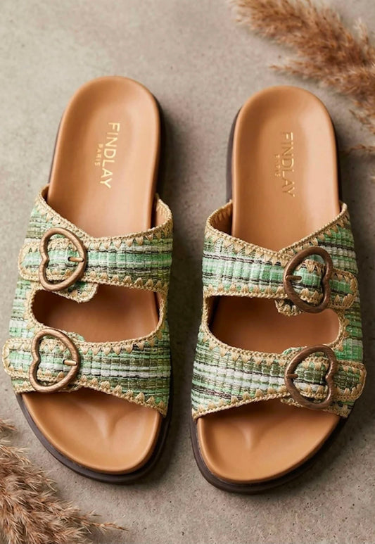 Buckle Sliders - Green Heart