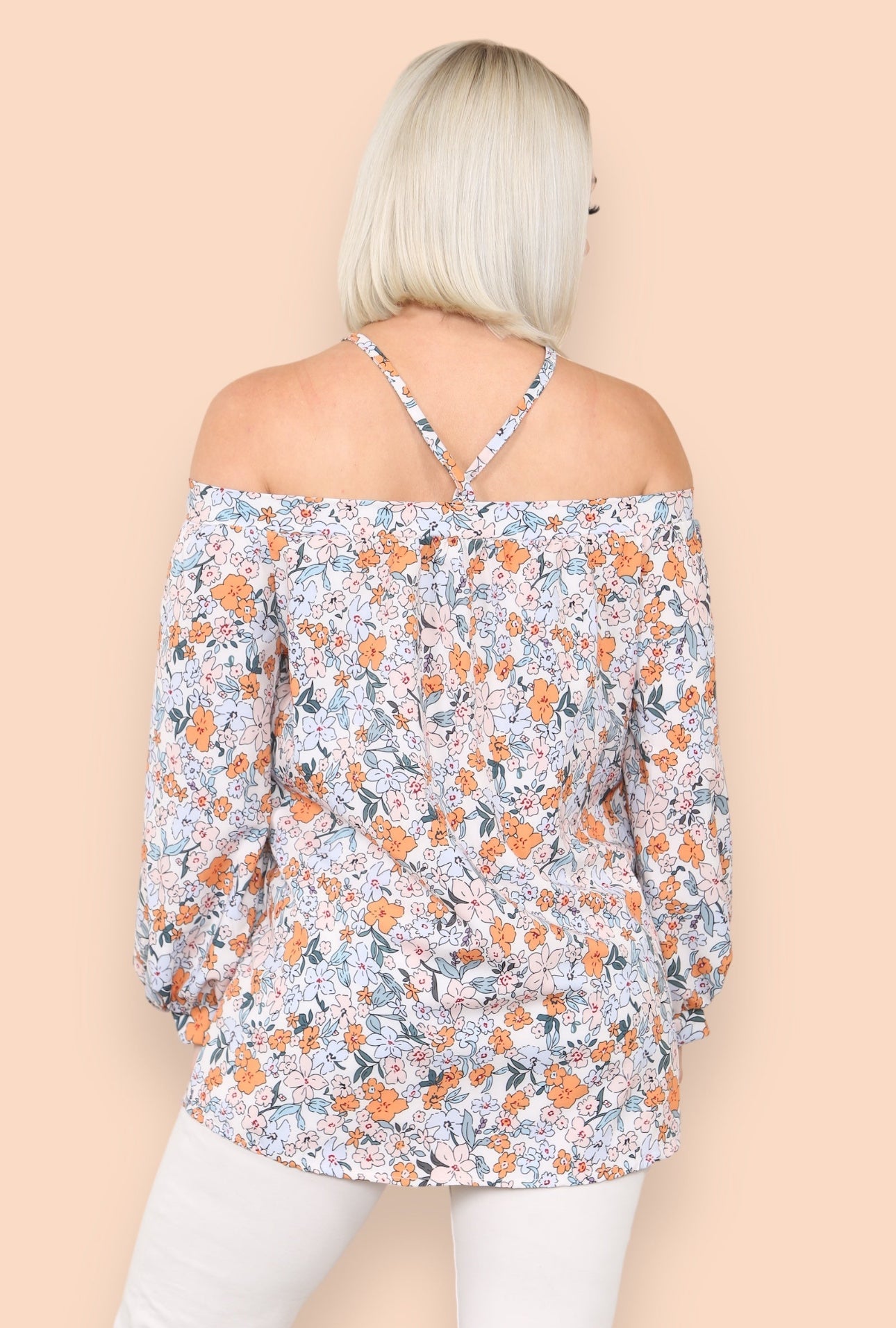 Floral Bardot Blouse - Orange