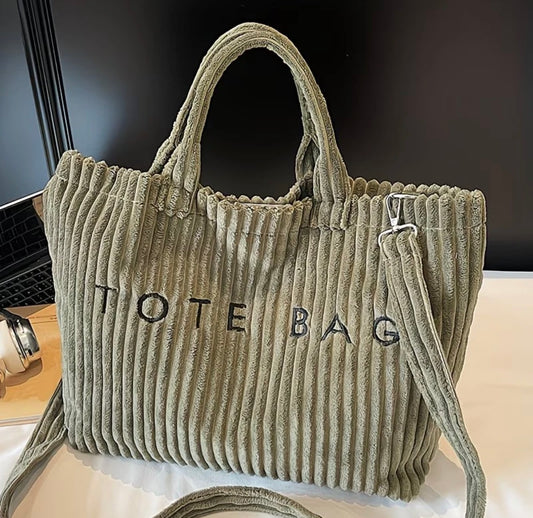 Corduroy Tote Bag - Khaki