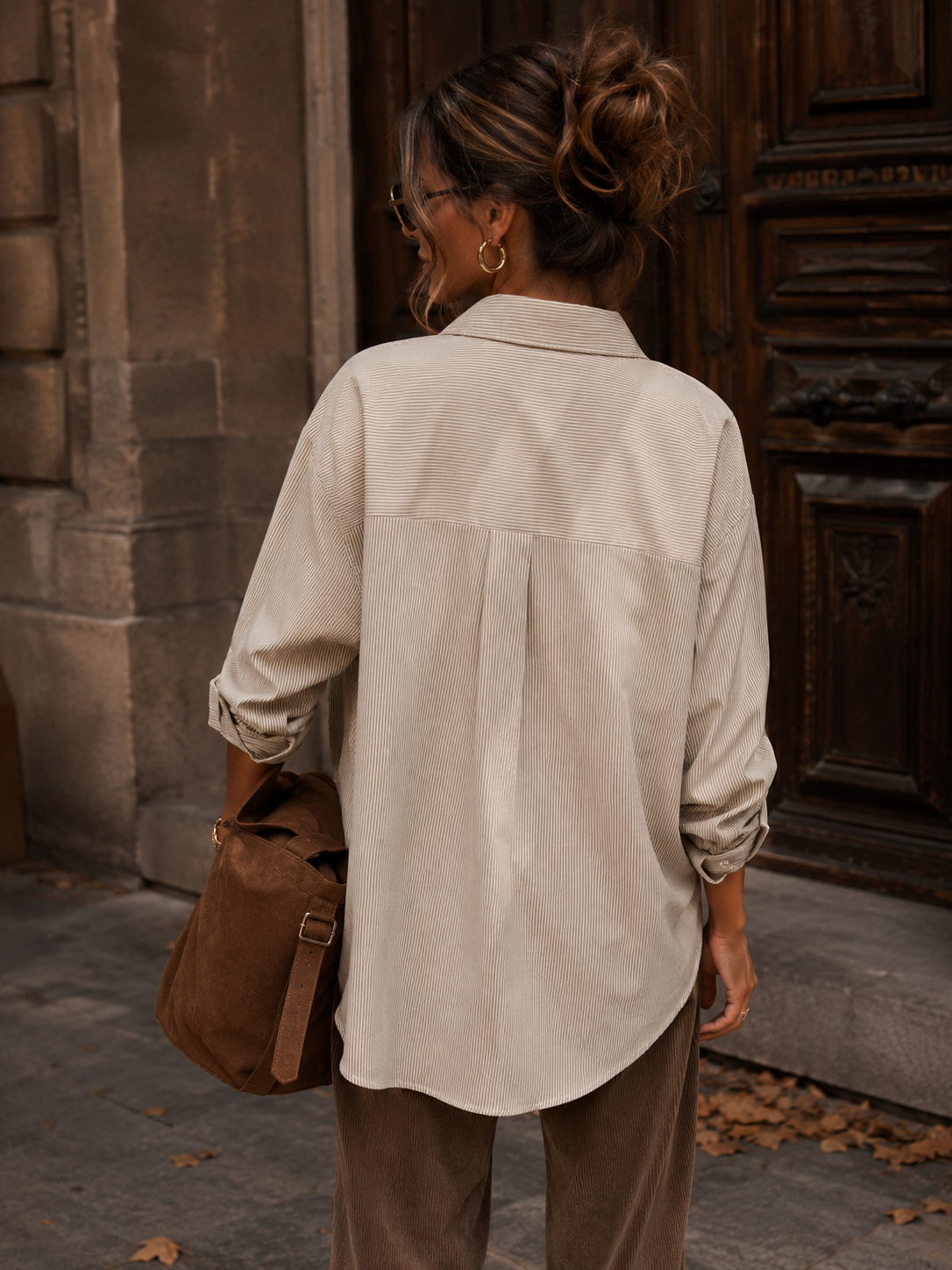 Heart Detail Shirt - Taupe