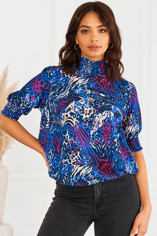 Printed Blouse - Blue