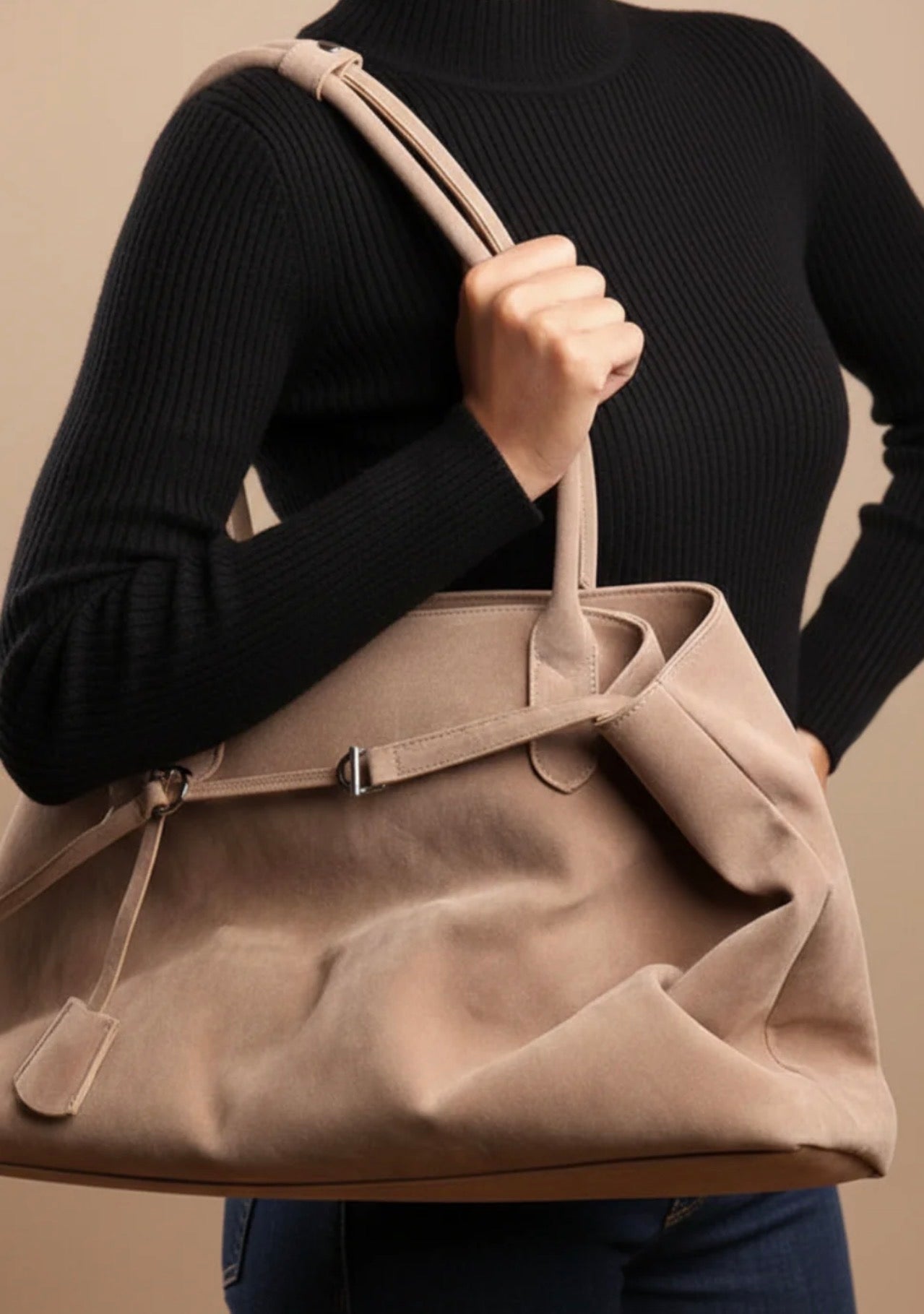 Oversized Suede Tote Bag