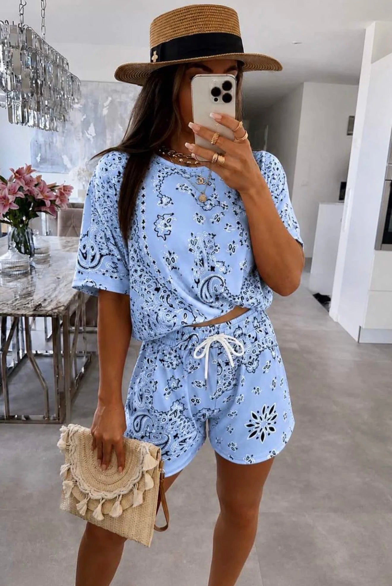 Paisley Short Co Ord Set - Blue