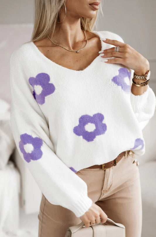 Simona Floral Knit - Purple