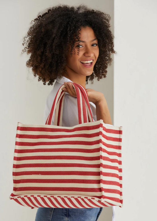 Stripe Tote Bag - Red