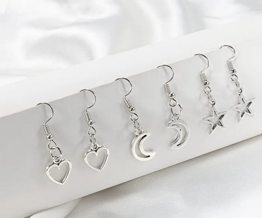 Heart Moon Star Earrings  - Set 3