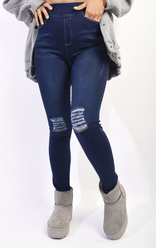 Distressed Jeggings - Blue