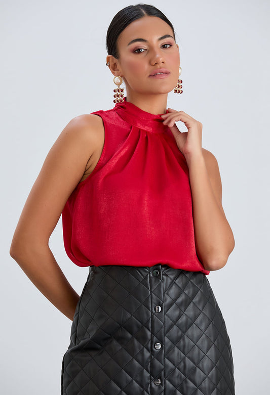 Satin Blouses - Red