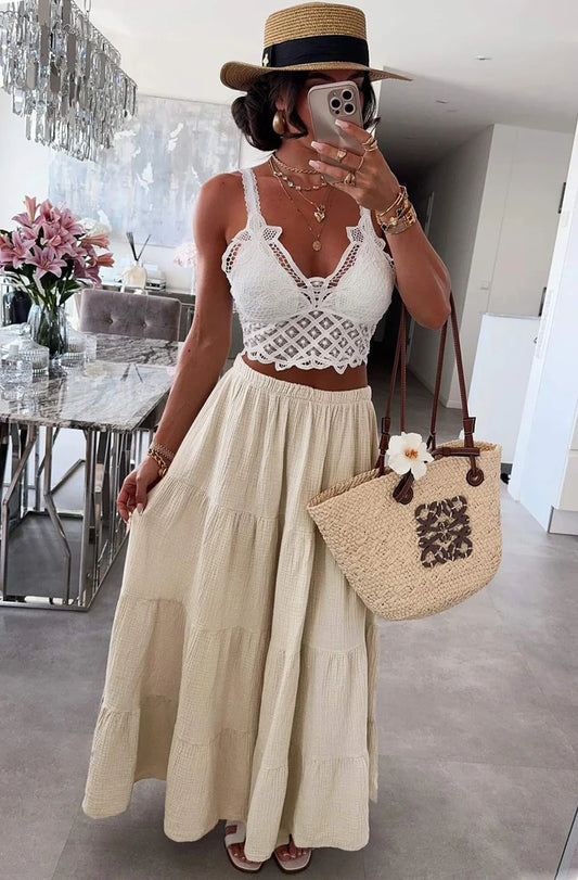 Gypsy Style Skirt - Beige