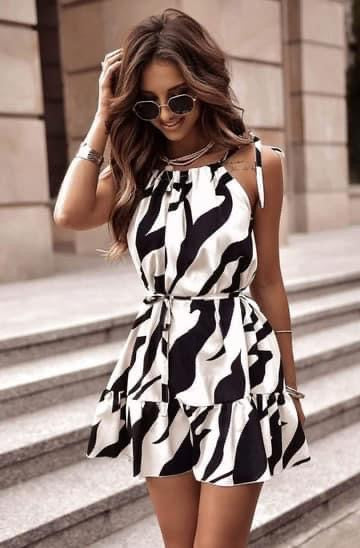 Josephine Dress - Black/White