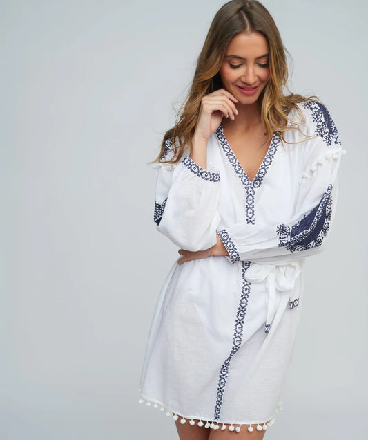 Tunic Dress - White/Navy