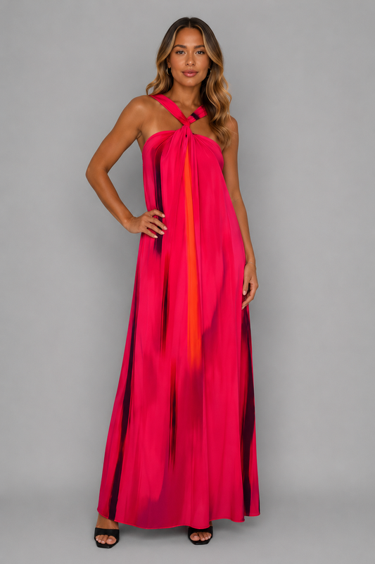 Halter Neck Dress - Fuschia