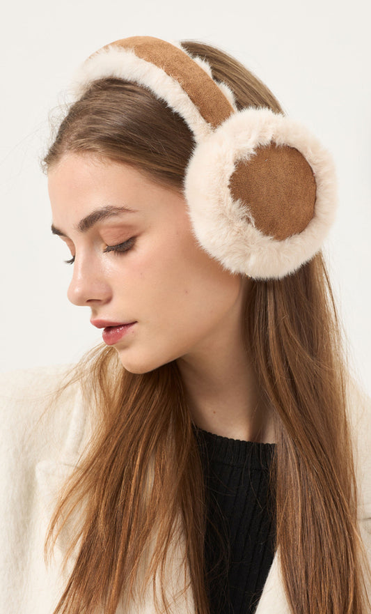 Fluffy Ear Muffs - Camel