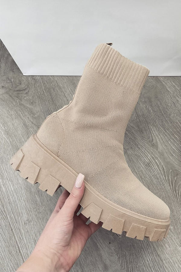 Carmela Sock Boots - Sand