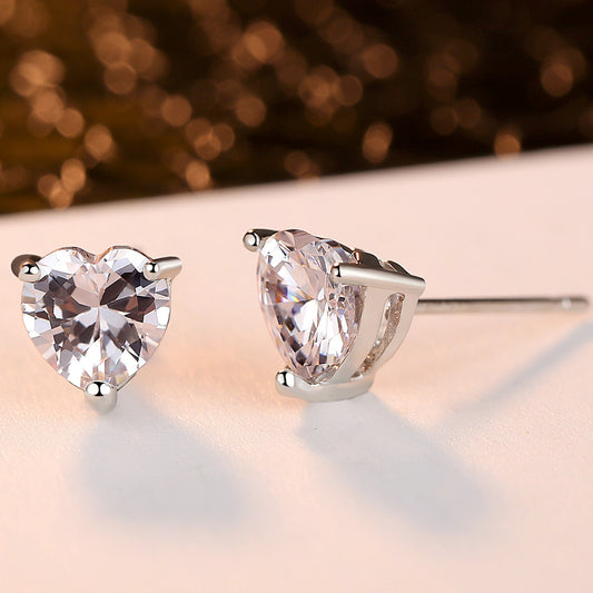 Heart Diamante Stud Earrings