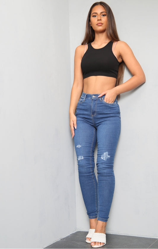 Fifi Distressed Jeans - Blue